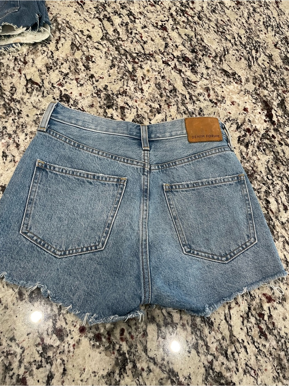 Denim Forum Light Blue High-Rise Cutoff Jean Shorts